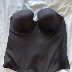 Maidenform Push Up Bustier Corset Long Line Bra Black Size 38B